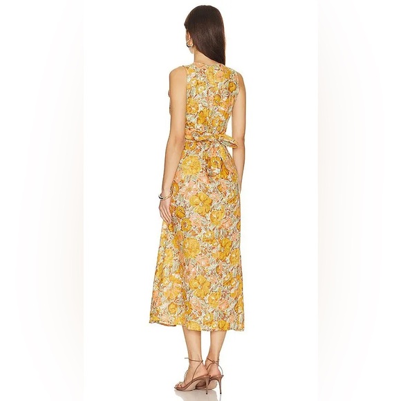 Faithfull the Brand Venere Junie Floral 100% Linen Midi Dress size 6 - Picture 2 of 10